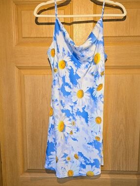 Urban Outfitters Blue & White Cloud Print Slip Dress